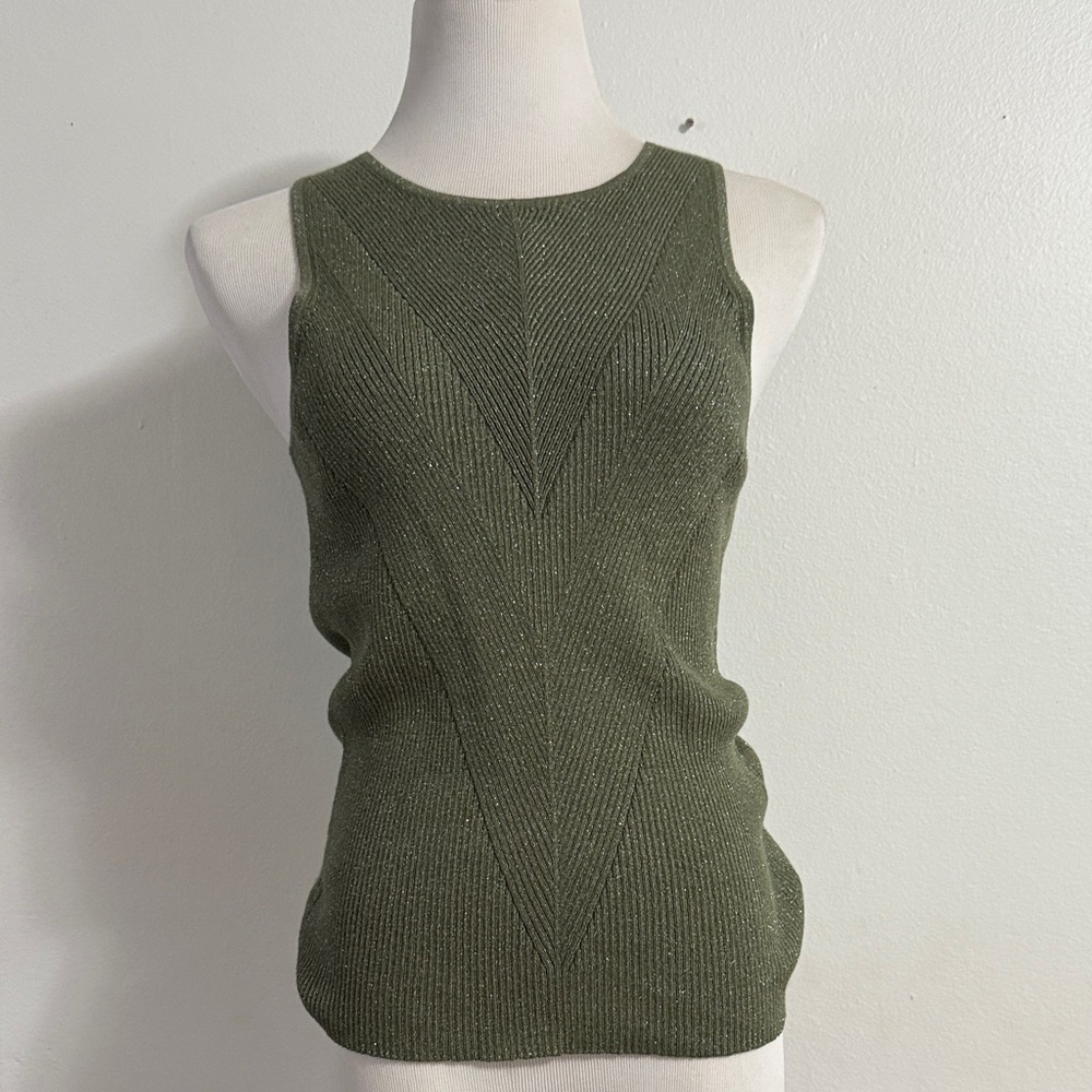 INC International Concepts Metallic Olive Sleeveless Top
